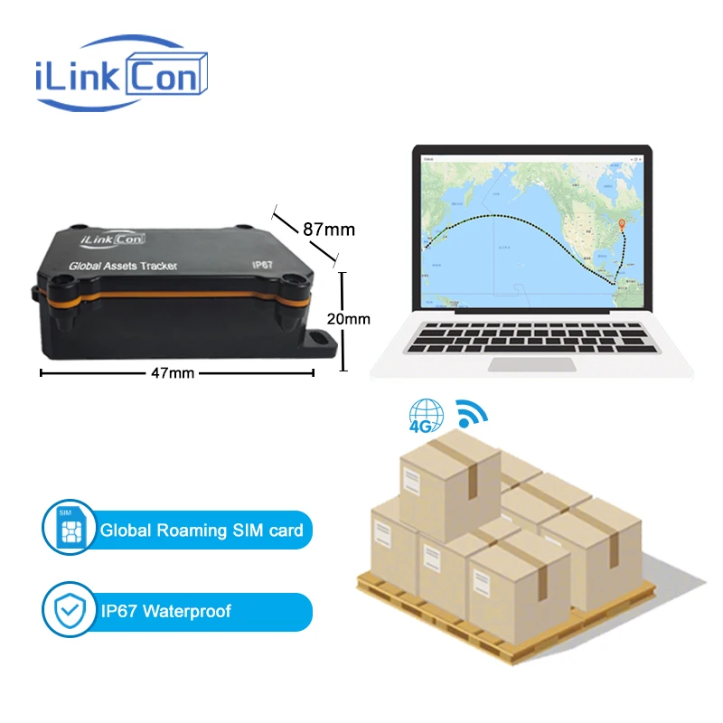 ilinkcon Hot Sale 4g Free Global Sim Sensor Option Shipping Tracking Wifi Pound Ip67 Global Asset Cargo Gps Tracker