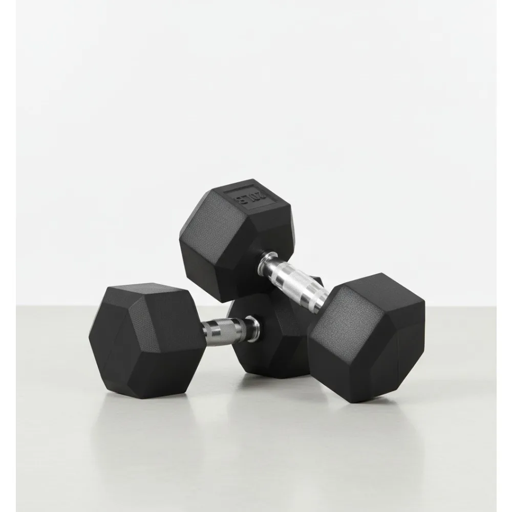 أزواج دمبل سداسية مطلية بالمطاط للمنزل وصالة الألعاب الرياضية واللياقة البدنية وتدريبات القوة وأوزان التمرين #1