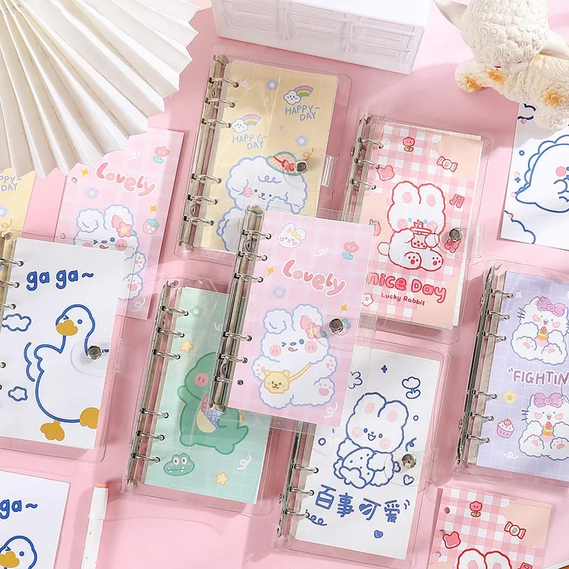 100sheet Cute Notebook Lovely Cartoon Bear Rabbit Puppy Cat Loose Lead Notepad Kawaii Scrapbooking Journal Student Supplies