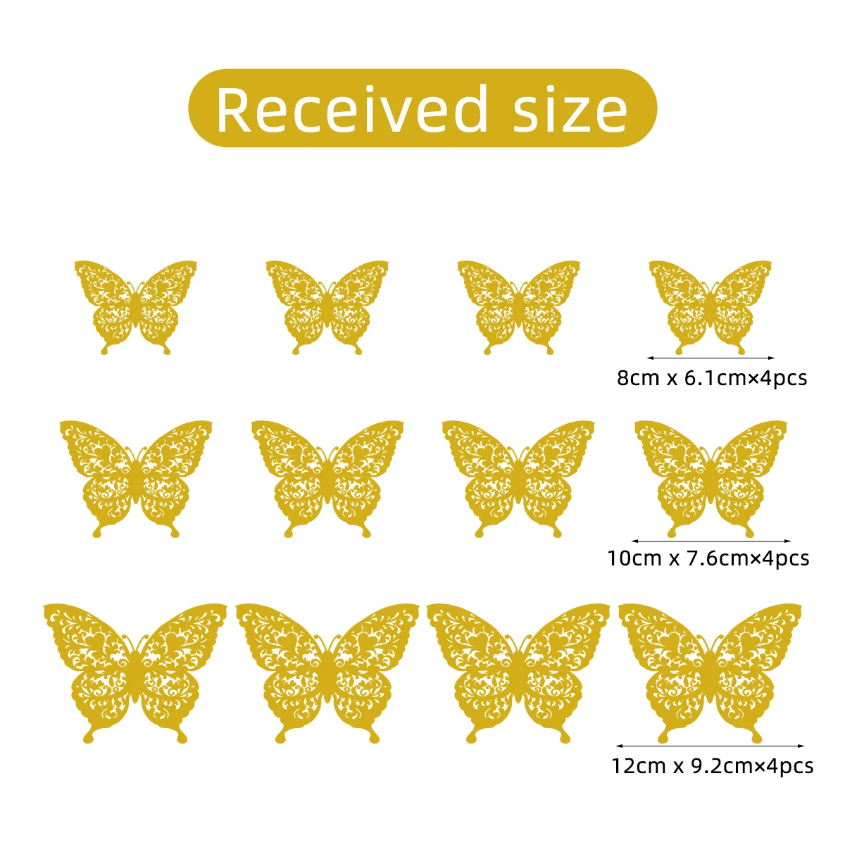 12pcs Gold Colorful Hollow Butterflies Wall Stickers for Kids Room Bedroom Wedding Decoration Kid Room Home Decor Accessories