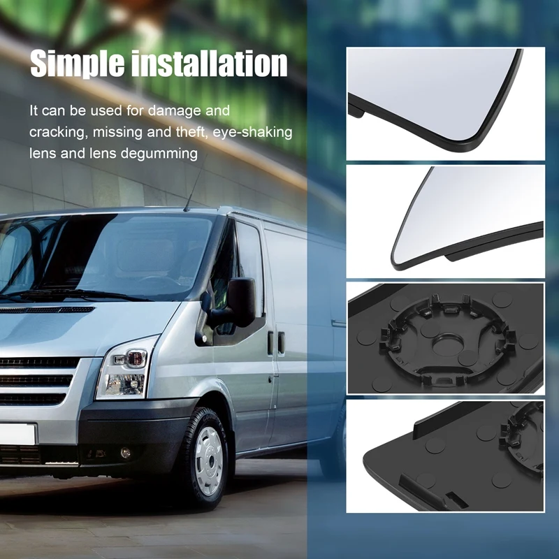 Ford TRANSIT MK8 V363 2014 -2020 용 자동차 앞 하단 도어 윙 후면보기 미러 렌즈 유리