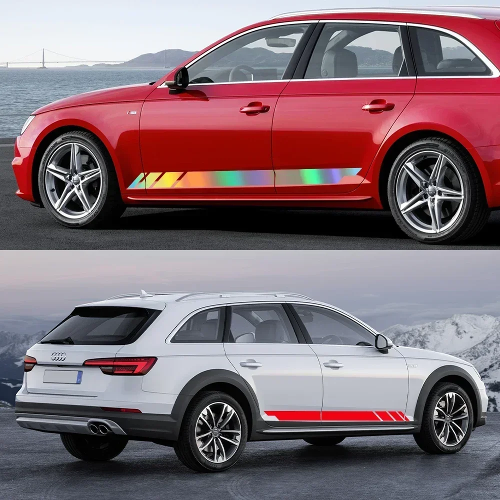 For Audi A4 B8 B9 B7 8W 8K 8E B6 B5 Avant QuattroCar Sticker Side Stripe Racing Door Vinyl Decal Graphics Auto Accessories