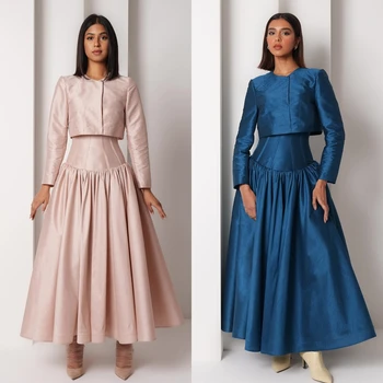 ที่กําหนดเอง Jiayigong S Draped งานแต่งงาน A-Line O-คอ Bespoke โอกาสชุด Midi es