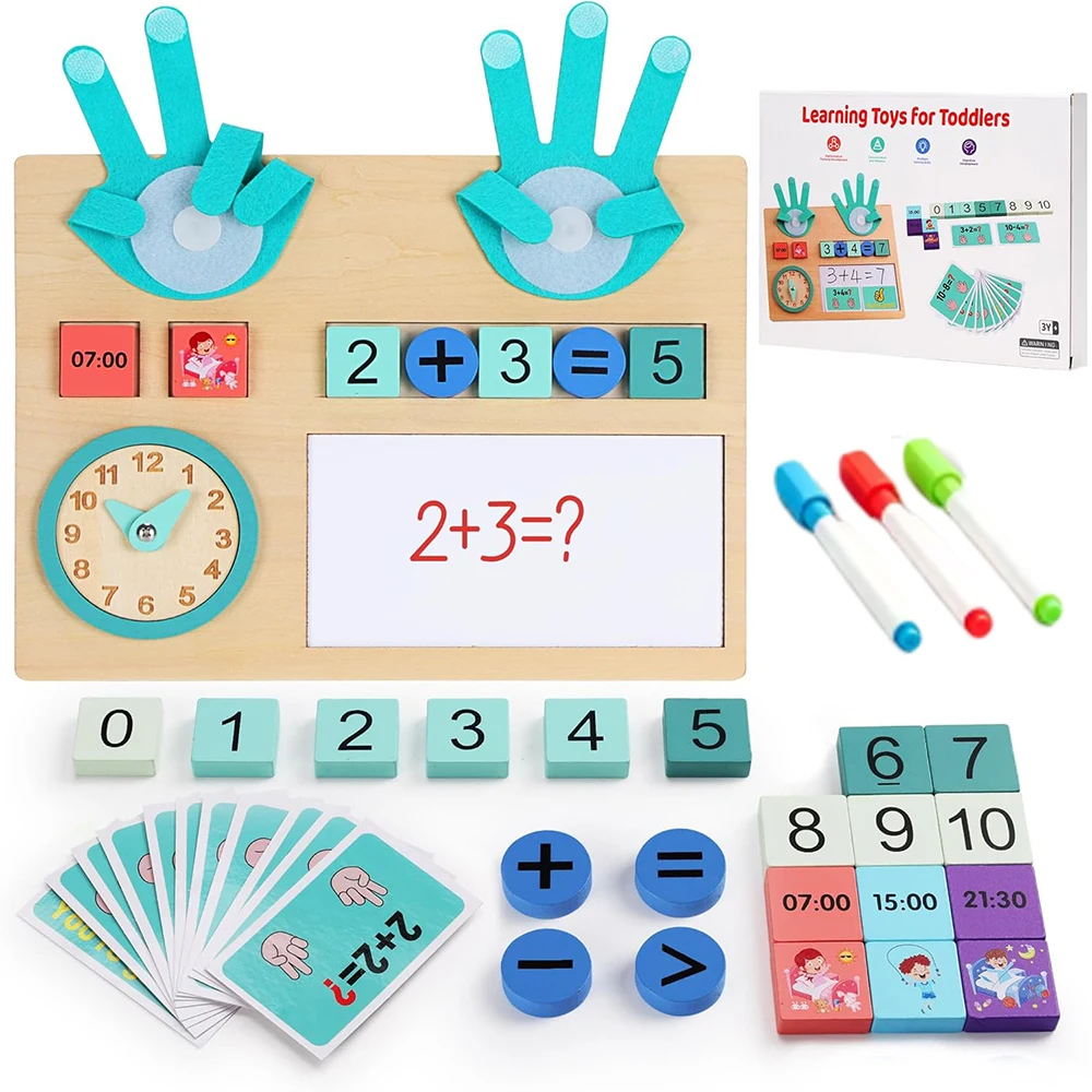 

Preschool Learning Toys for Kids Wooden Montessori Toys Educational Math Manipulatives Number Counting Blocks Games for Ages 3+