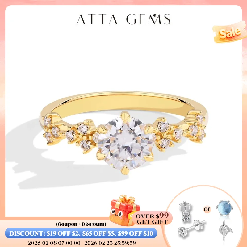 

ATTAGEMS Luxury S925 Sterling Silver Moissanite Ring for Women 1CT Round Cut VVS1 Diamond Handmade Engagement Bride Wedding Gift