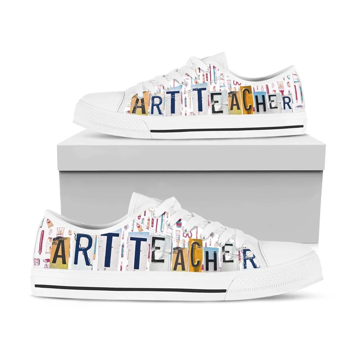License Plate Art Teacher Women Shoes New Lowtop Sneakers Shoes For Women Canvas Round Toe Causal Flats Women