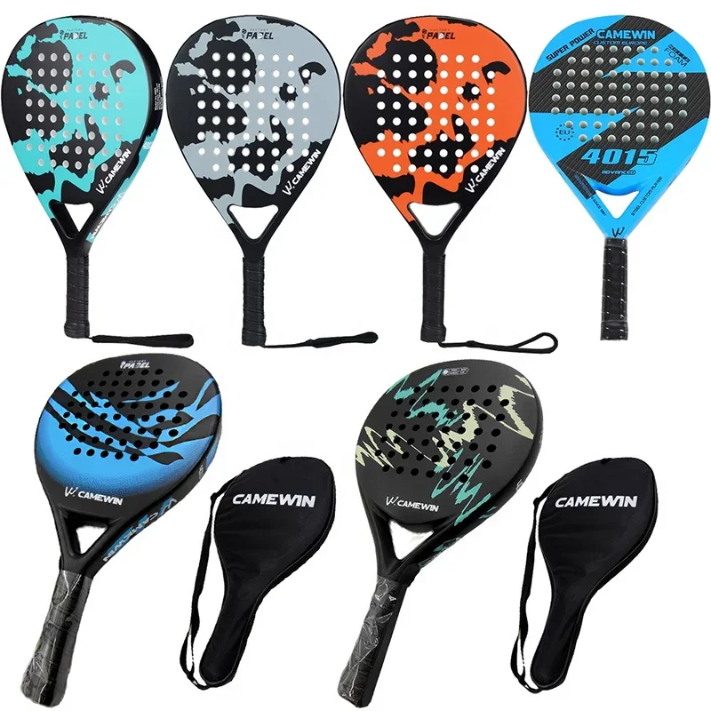 Camewin Beach Tennis Racket 50% Carbon and 50% Glass Fiber Soft EVA Face Tennis Paddle Professional Sport Racquet with Bag Cover