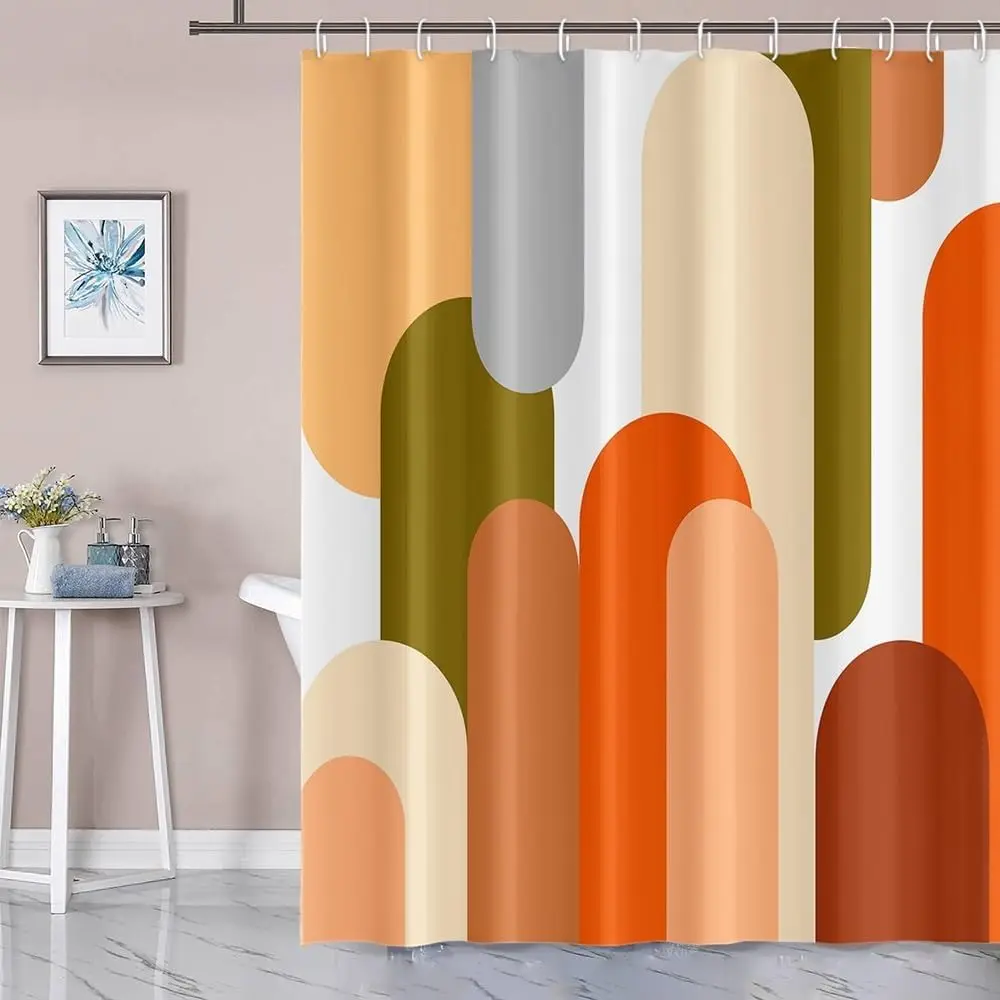 Bright Colorful Boho Shower Curtain Mid Century Arch Modern Geometric Art Bath Curtains for Bathroom Decoration Waterproof Polye