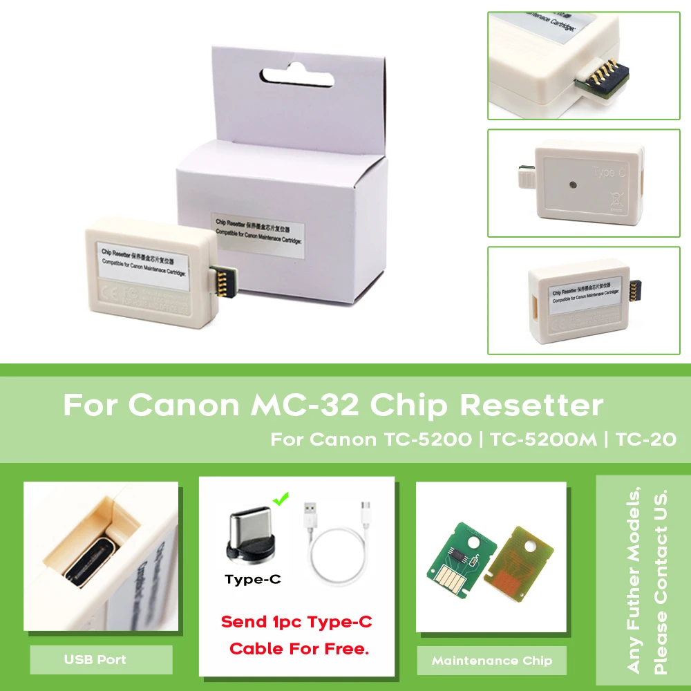 MC-32 Maintenance Cartridge Chip Resetter For Canon imagePROGRAF PFI-8150 TC-5200 TC-5200M TC-20 TC-20M