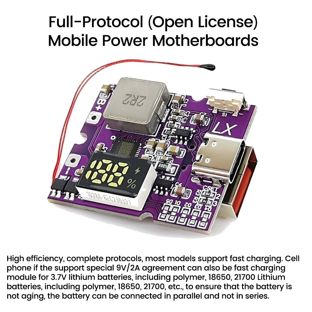 Full Protocol 22.5W Bidirectional Fast Charging Board PD3.0/4.0 QC4+/4/3.0/2.0 Power Bank Digital/LED Fast Charger Board PPS FCP