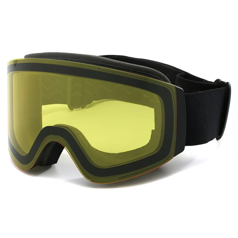 نظارات تزلج قابلة للطي مع طبقة مزدوجة مضادة للضباب وحماية من الأشعة فوق البنفسجية، مريحة وواسعة الرؤية لتسلق الجبال والتزلج في الهواء الطلق