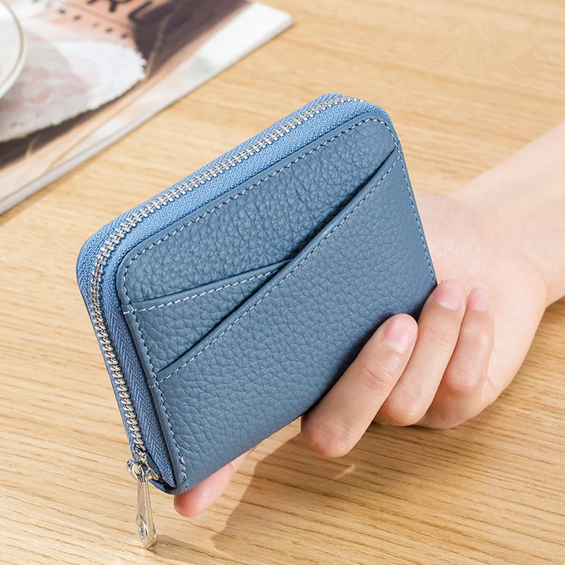 Dompet Pendek Kulit Fashion Tempat Kartu Kredit Dompet Ritsleting Bisnis Wanita Portabel Tas Uang Mini dengan Saku Koin untuk Pria