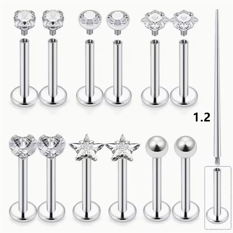 13 Stücke 16G Lippe Labret Medusa Ringe Ohrstecker Edelstahl Schlangenbiss Lippenringe Knorpel Tragus Helix Daith Ohrringe Für Frauen Männer