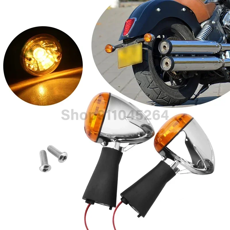 Motorcycle Front Rear Chrome Bullet Turn Signal Indicator Light Blinker For Indian Scout Sixty BOBBER 2014-2021 2019 2020