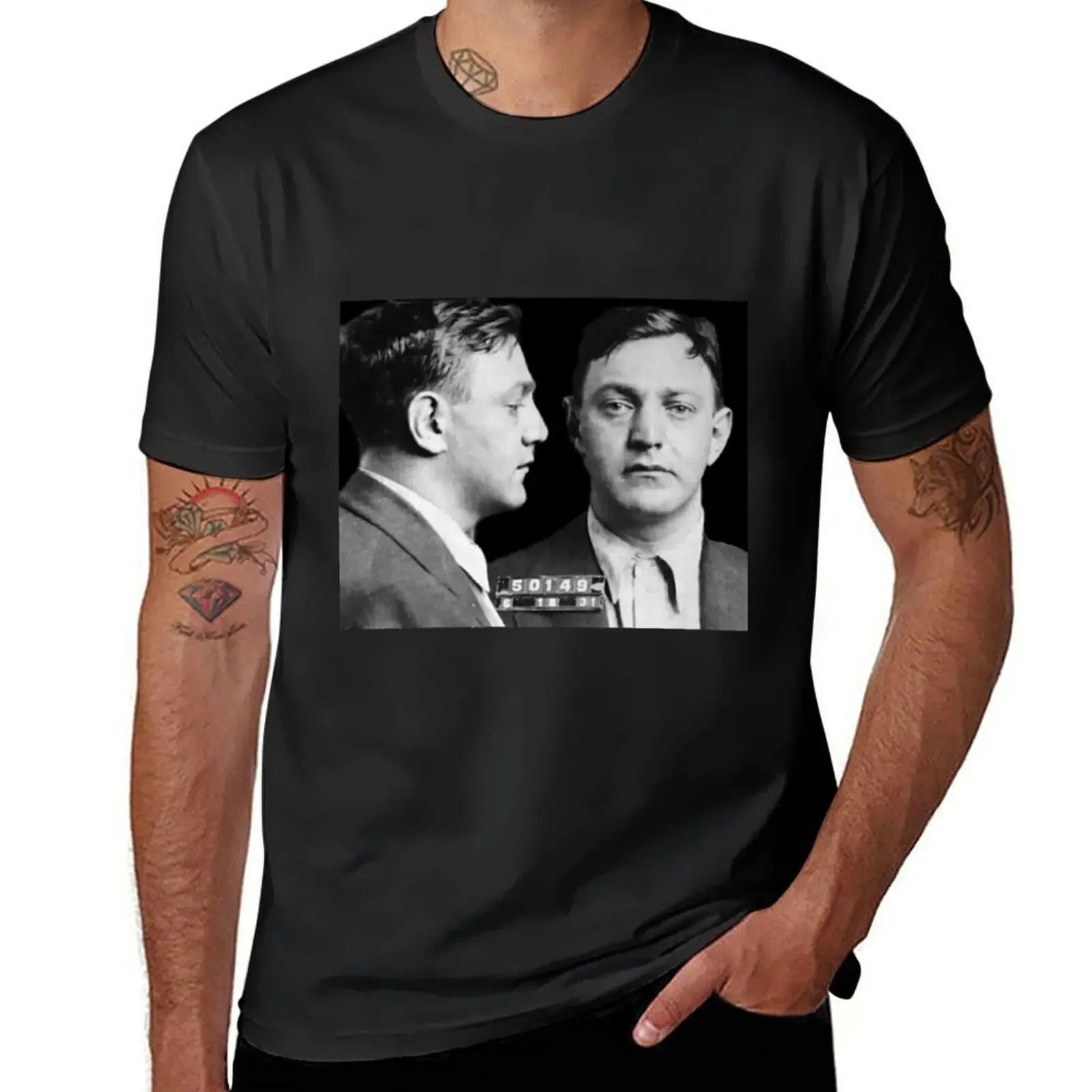 Mobster Dutch Schultz mugshot T-Shirt sweat plus size tops mens clothes