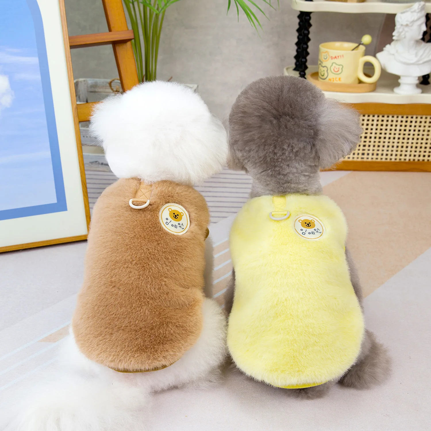

Winter Two-Legged Faux Rabbit Plush Dog Coat Outdoor Warm Coat High-End Soft Lightweight Cozy Cold Weather Clothing
