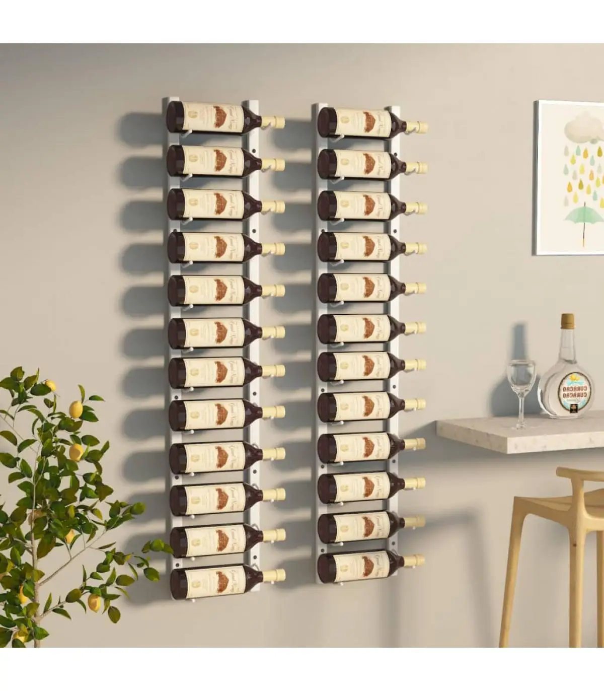 Wall wine racks for 12 bottles 2 PCs white iron