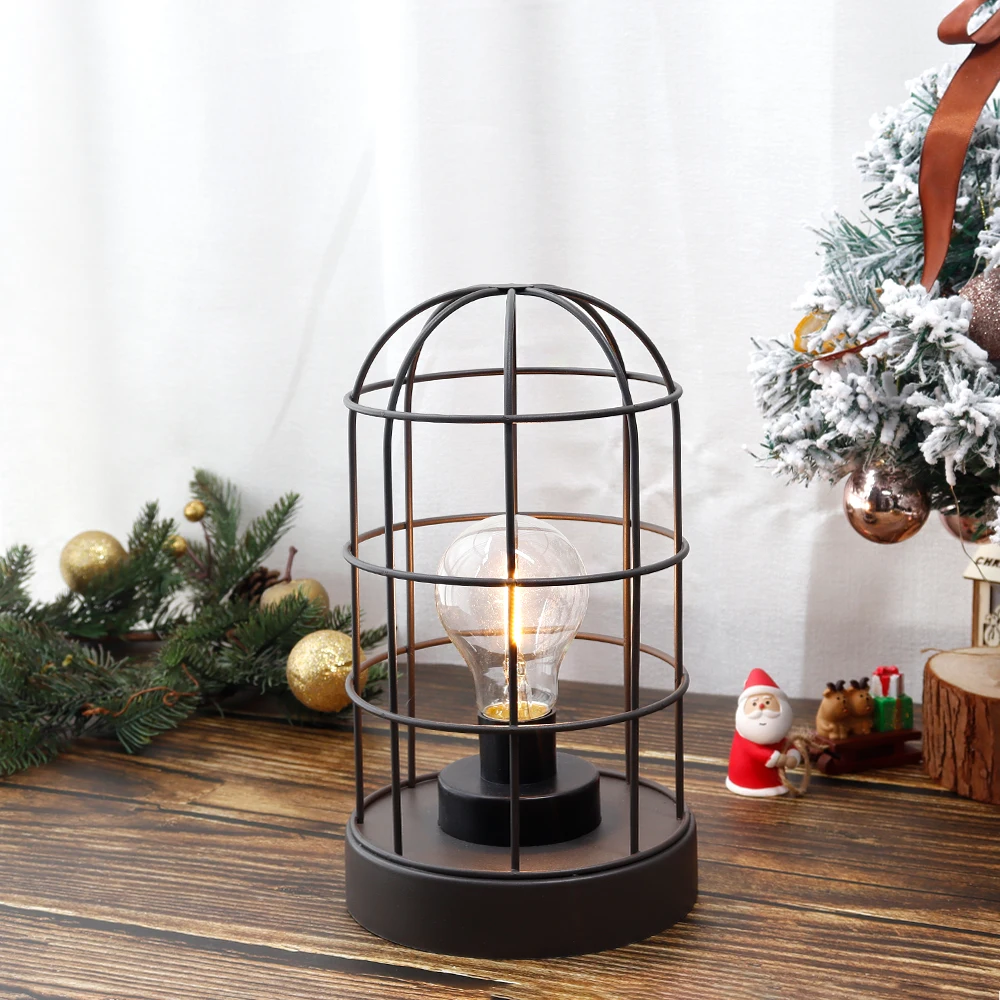 

Metal Cage Table Lamp Battery Operated Lamp Decorative Cordless Lamp for Home Decor Party Patio Events Tabletop Indoor Outdoor