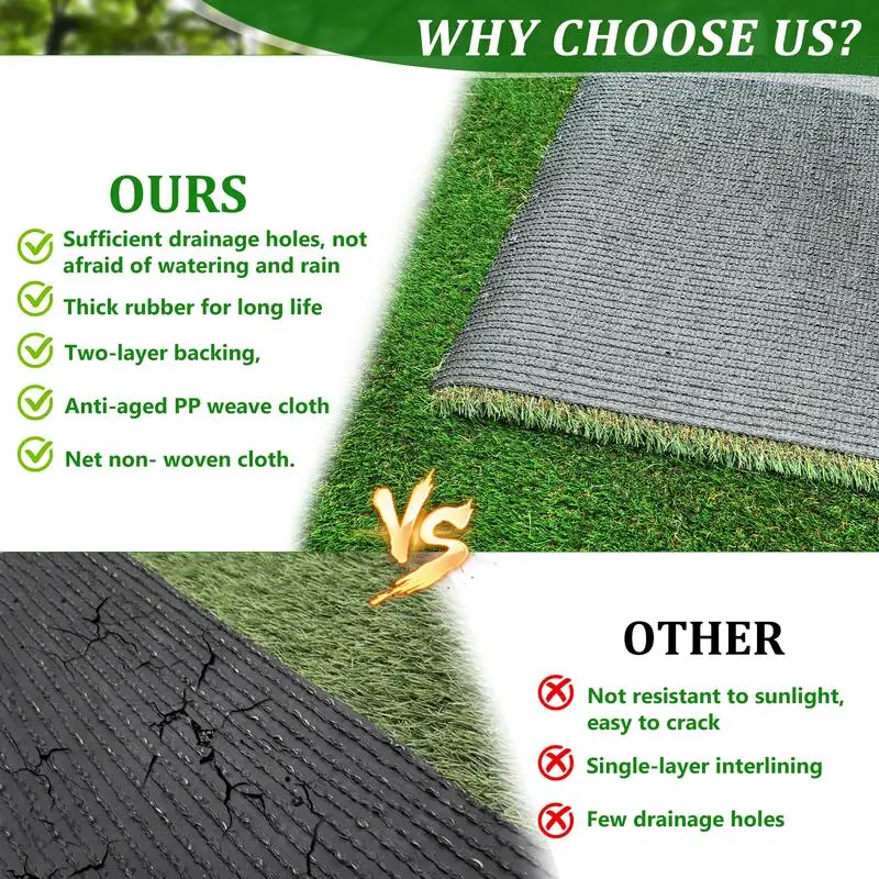 Alfombra de césped artificial para exteriores de 6 pies x 9 pies, rollo de césped realista grueso para patio, balcón, jardín, césped, estera de drenaje agradable para mascotas,