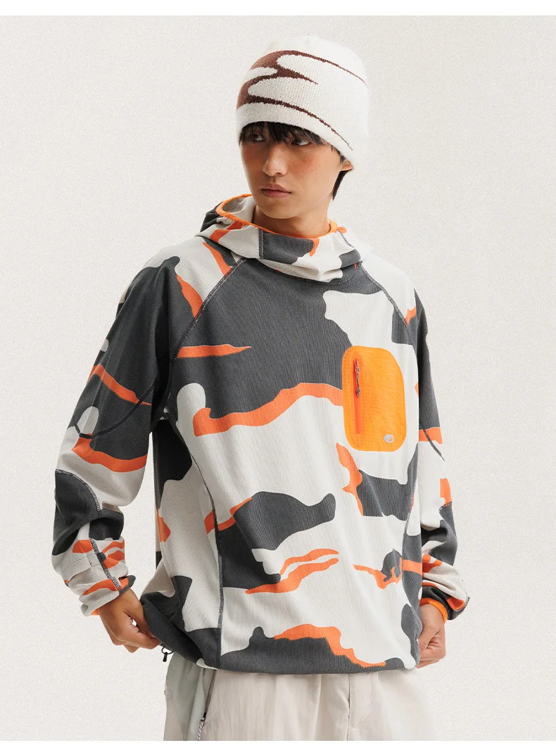 Unisex Leichtgewicht Waffelstruktur Hoodie Schnelltrocknend Langarm T-Shirt Atmungsaktiver Outdoor Sportlicher Pullover für Frühling Herbst – Detail 12