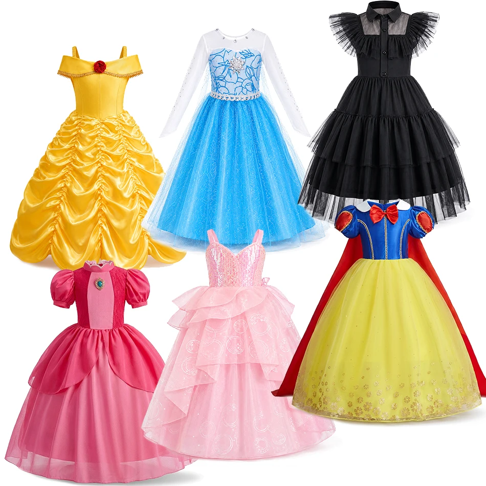 Girls Princess Dress Kids Cosplay Costume Fancy Tulle Ball Gown Children Halloween Birthday Party Role Play Disguise Book Week
