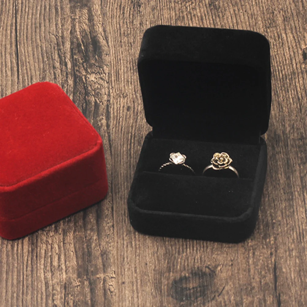 

1Pcs Creative Flannel Ring Storage Box Black Jewelry Organizer for Proposal Engagement Wedding Supply Case Jewelry Box