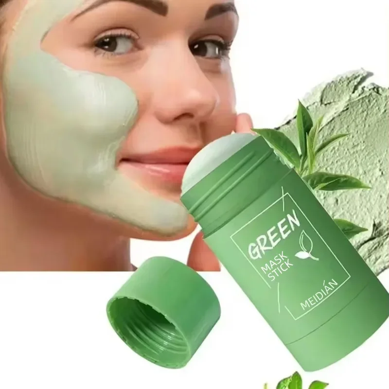 Mascarilla sólida de berenjena de té verde, limpieza profunda, Control de aceite, equilibrio, antioxidante, reduce los poros, elimina puntos negros, mascarilla de barro refrescante