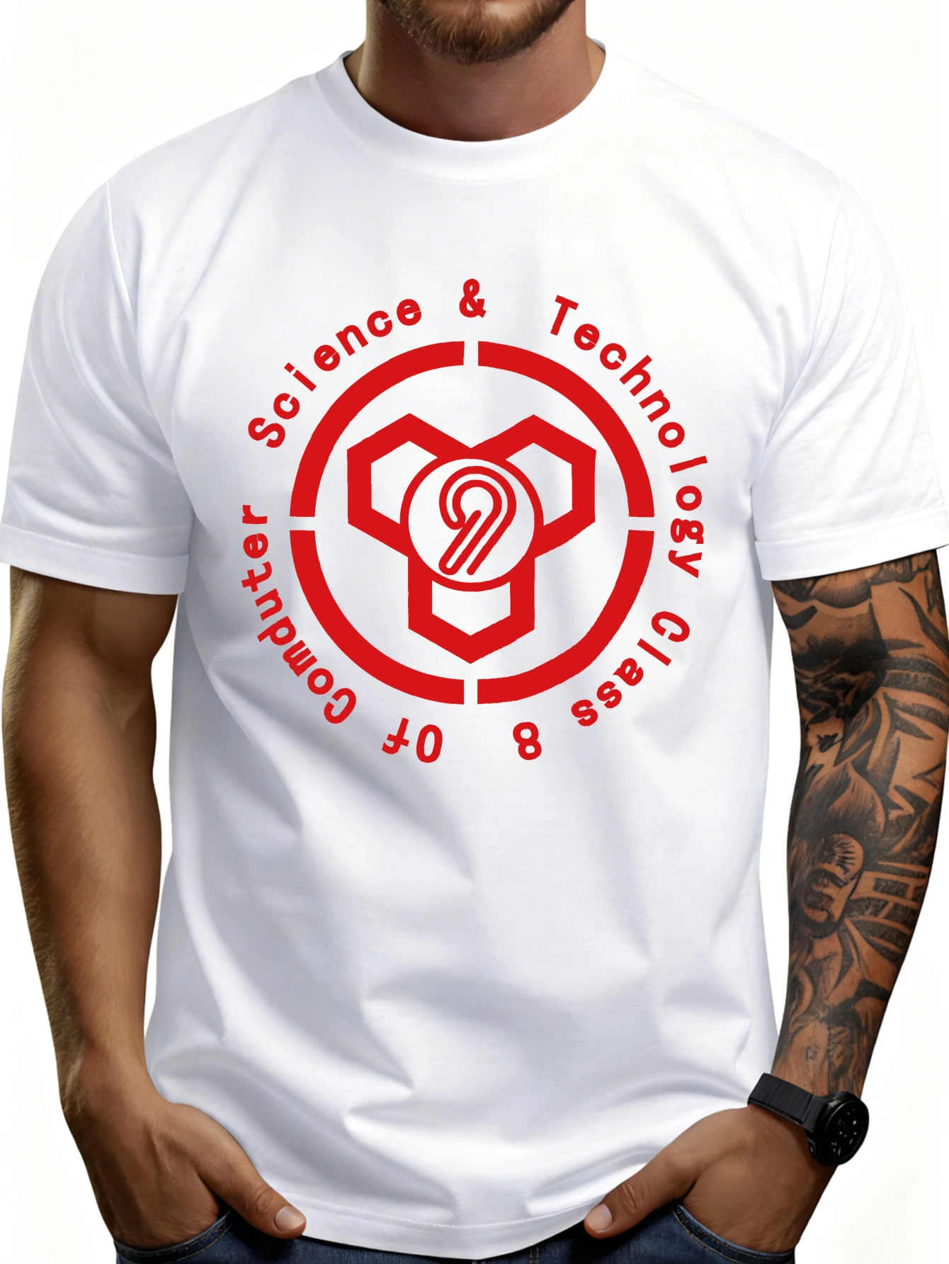 Men's Plain Graphic T-Shirt - Breathable, Soft, Lightweight - Class of 2018 Science and Technology - Retro Fun Graphic Casual Short Sleeve Summer Top, Gift for Him