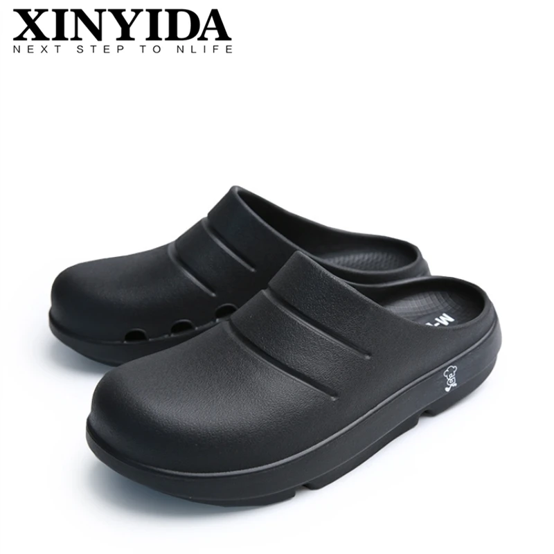 High-Elastic Damping Kitchen Work Shoes Waterproof Oil-Proof Casual Chef Shoes Non-slip Safety Shoes Flat Sandals Big Size 35-46