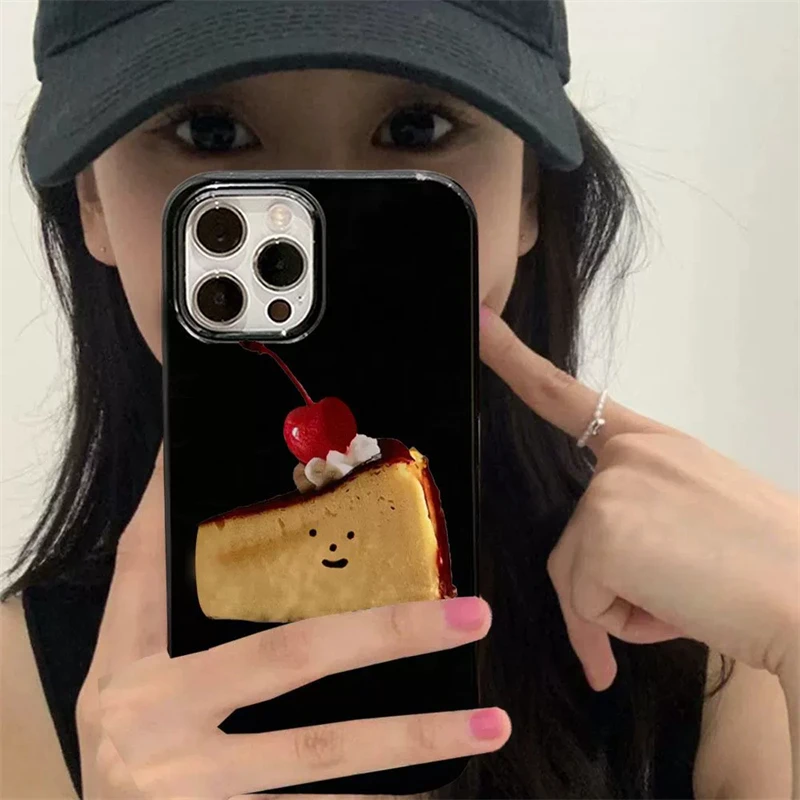 Suporte de telefone bolo basco fofo e delicioso adequado para acessórios iPhone 17 16 Pro