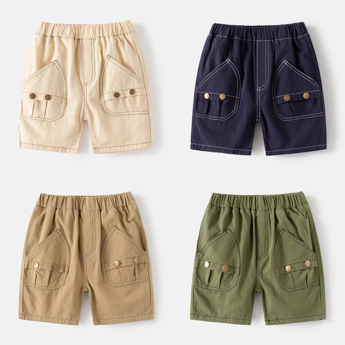 Children's summer five-point pants 2024 new boys' retro button casual shorts baby loose middle pants trendy wholesale