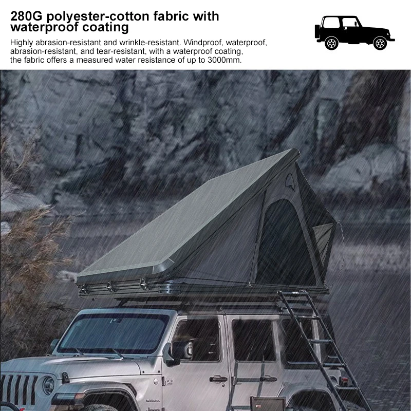 High Quality 3-4 Person Pop-Up Triangle Aluminum Hard Shell Car Roof Top Tent, Waterproof & Easy Setup For Camping, Factory Dire