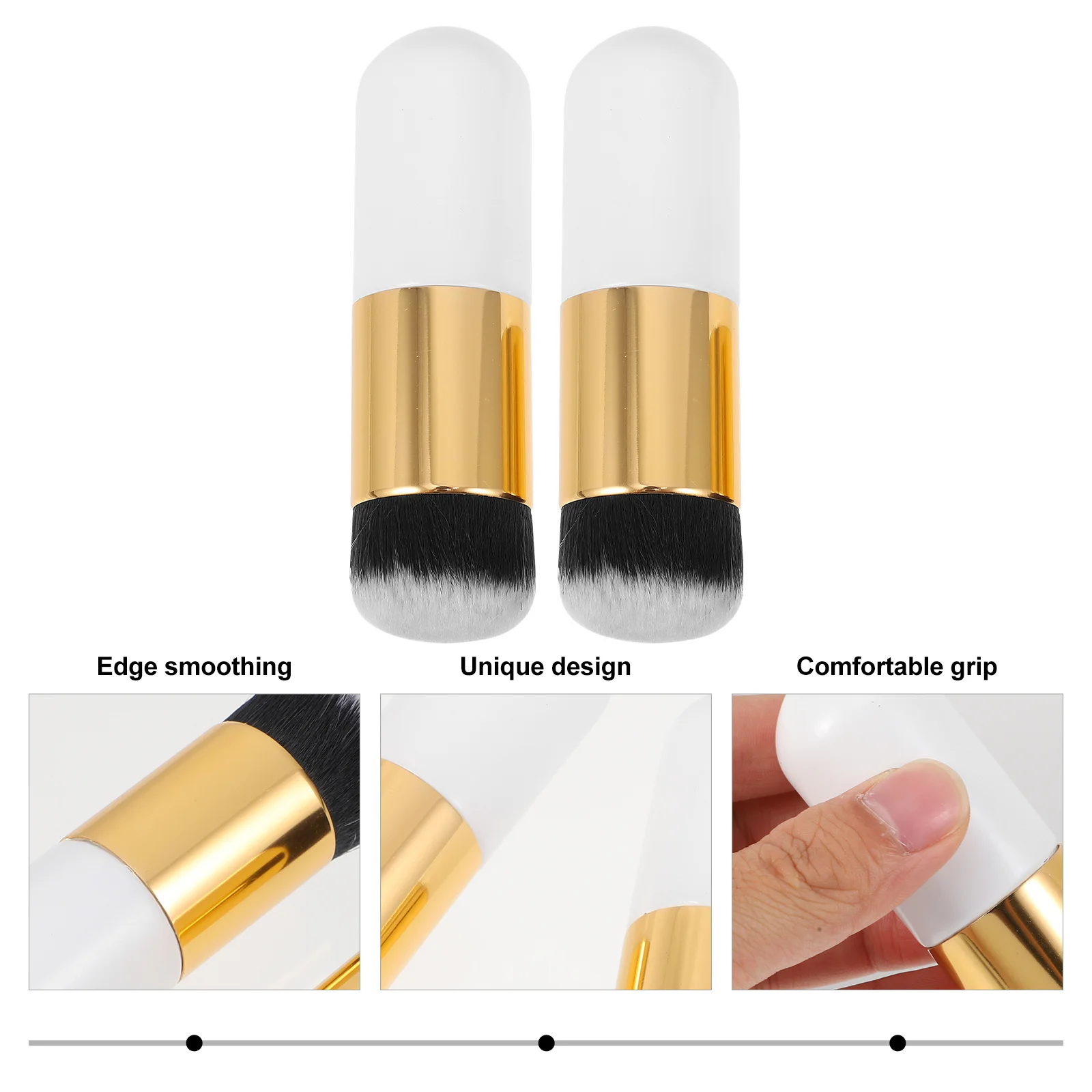 2 szt. Pędzle do makijażu podkładu, syntetyczne, o wysokiej gęstości, miękkie, do blendowania płynnych, kremowych kosmetyków i pudrów.