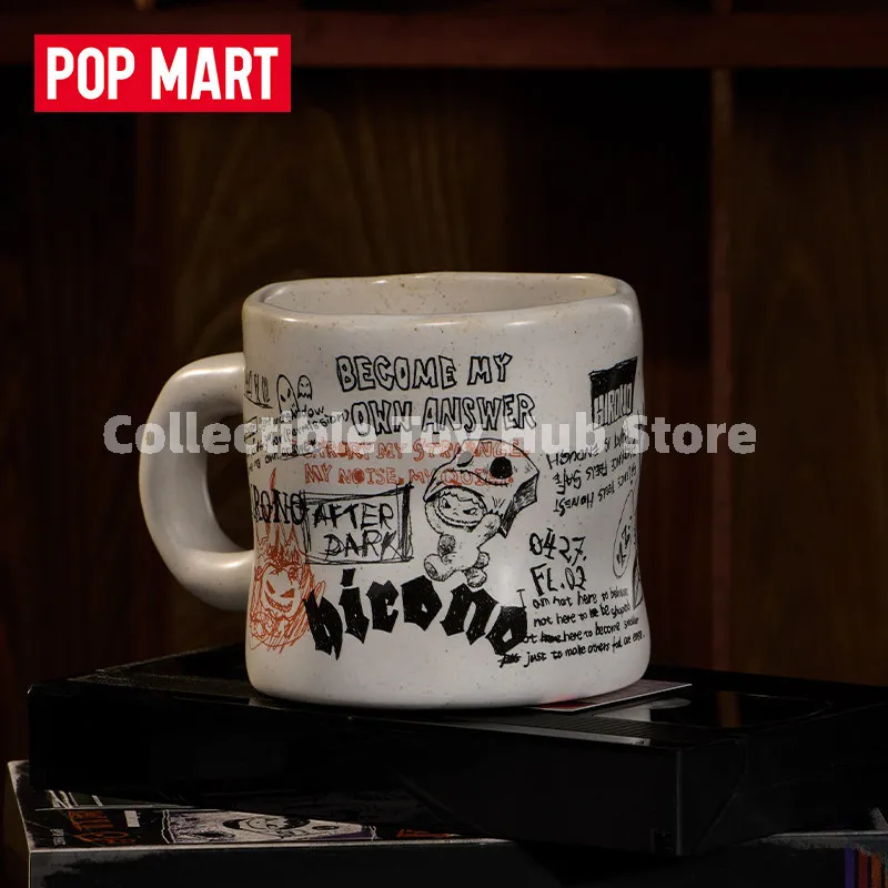 Original Pop Mart Hirono After Dark Serie 400ml Keramik-Kaffeetasse Graffiti-Geist Stilvolles Trinkgeschirr Niedliche Sammlertasse Geschenk