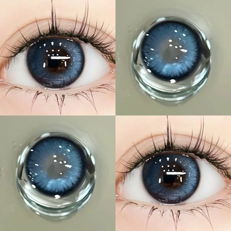 YIMEIXI 1Pair New Colored Contact Lenses with Prescription Myopia Lenses Anime Green Pupils Soft High Quality Lenses Blue Makeup