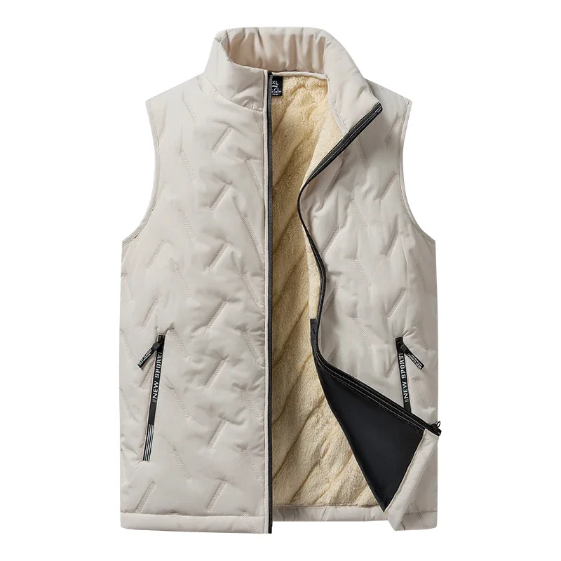 

Autumn and Winter Fashion Men's Cotton Vest Jacket Casual Multifunctional Plus Size Warm Standing Collar Sleeveless Men's Top