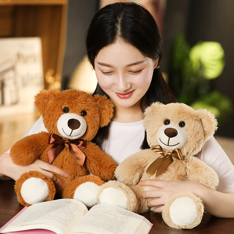 35CM Cute Colorful Bow Tie Bear Doll Plush Toy Hug Bear Doll Children Birthday Gift Pillow Teddy bear Home Living Room Bedroom