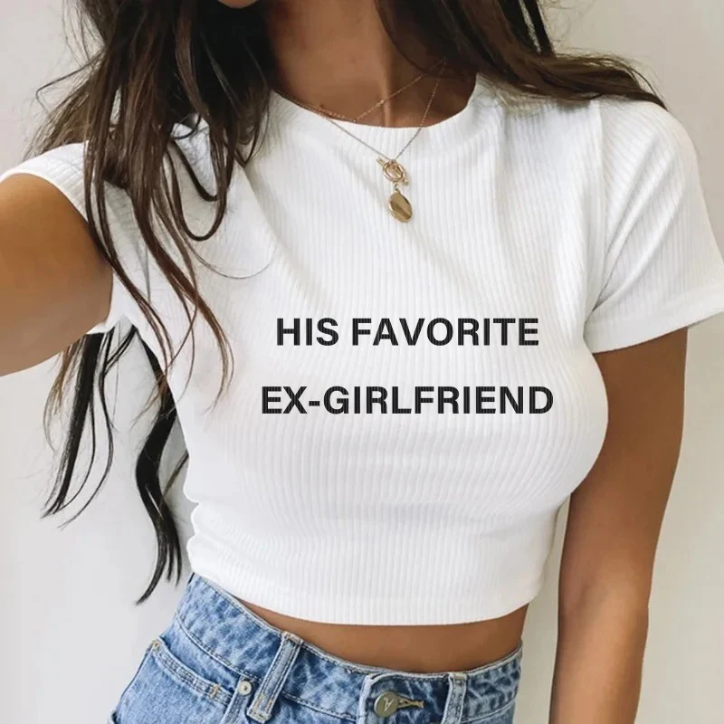 Y2k Sexy Punk Retro Gothic White T-shirt Summer Fashion Cut Top O-neck Short-sleeved T-shirt Harajuku Street Women's Clothing