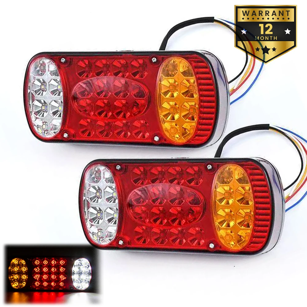 2x 12V 24V LED Car Truck Tail Light Taillight Rear Stop Brake Reverse Light Signal Lamp Indicator Trailer Lorry Caravan Van UTE