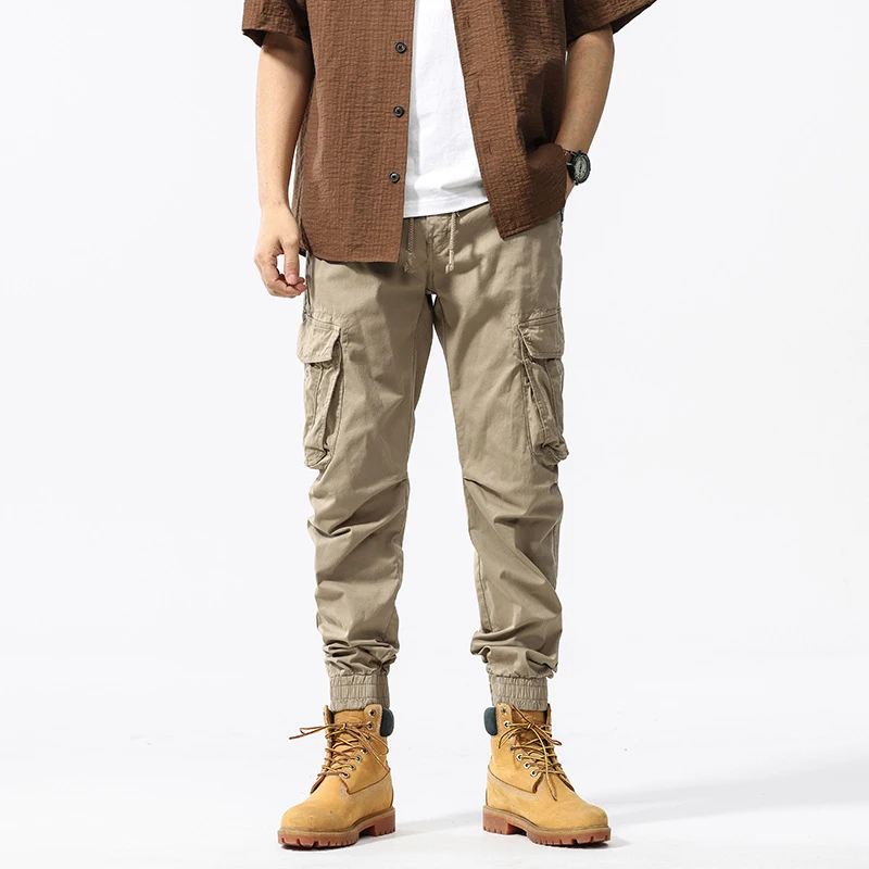 Summer Men's Slim Fit Retro American Street Work Pants Multi Pocket High-End Comfortable Workwear for Men