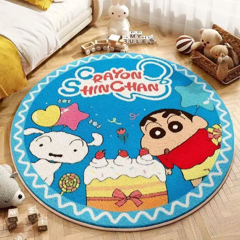 Cartoon Anime Crayon Shin chan Bedside Carpet Living Bedroom Imitation Cashmere Cute Thick Circular Floor Mat Christmas Gift