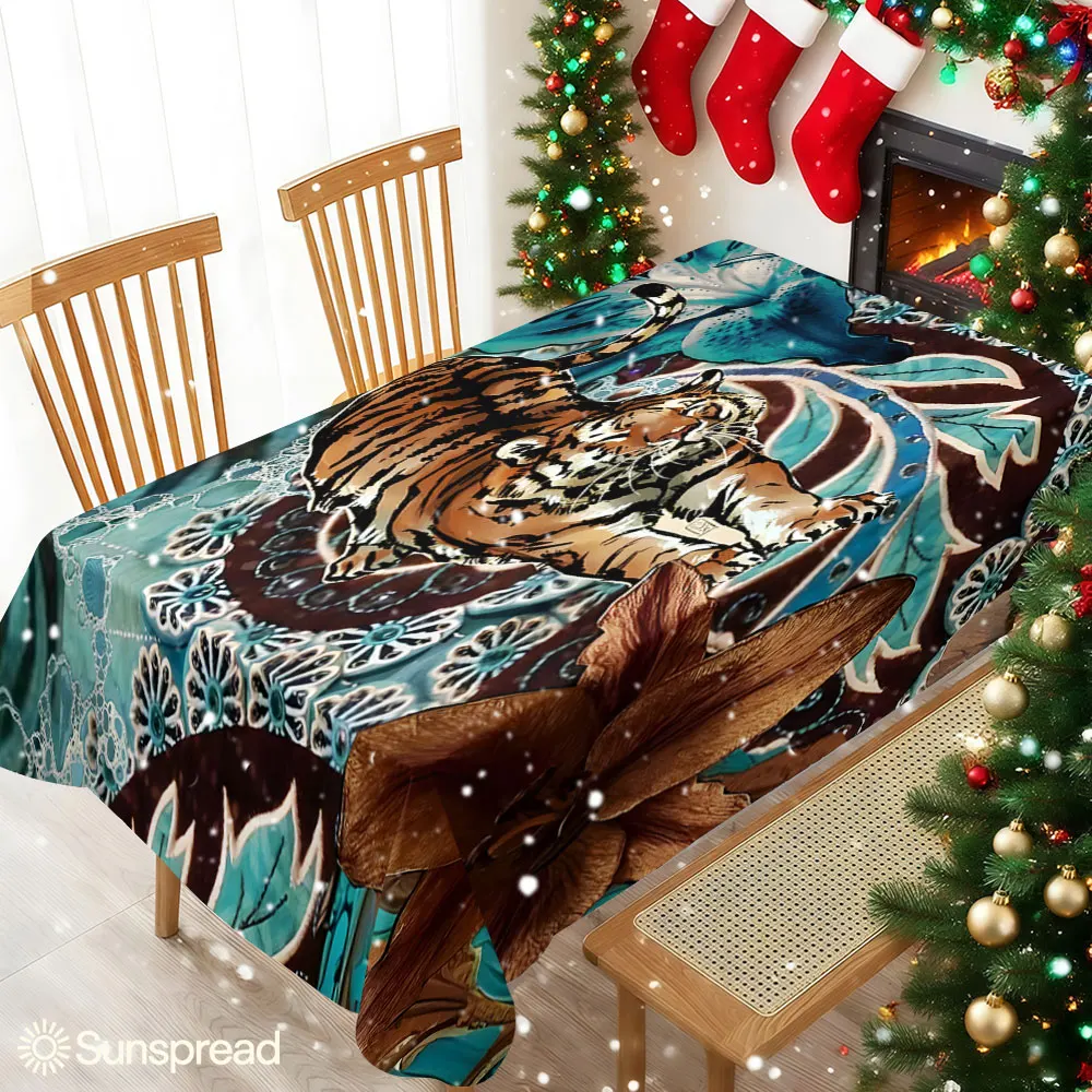 Tiger Lily Table Cloth Waterproof Tablecloth Spill Proof Table Cloth, Wipe Clean Table Cloth for Dining Camping