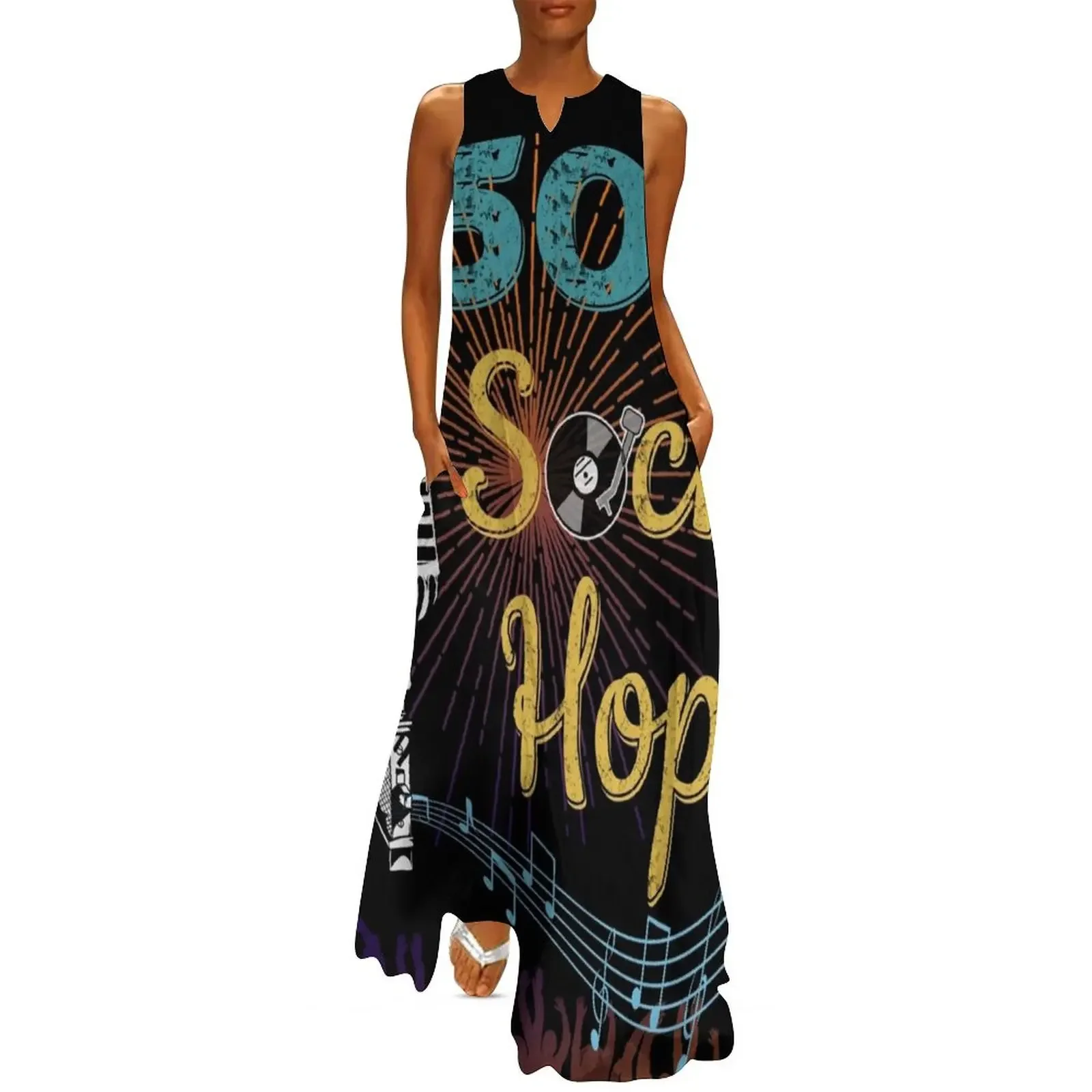 

1950's Sock Hop Long Dress women's evening dresses Women's dress Dress