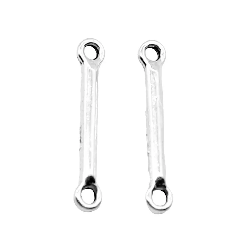 720 Stück antiksilberfarbene Doppelösen-Stangenverbinder 15 x 2 mm für DIY Schlüsselanhänger, Halsketten, Ohrringe, Schmuckherstellung im Großhandel – Detail 2