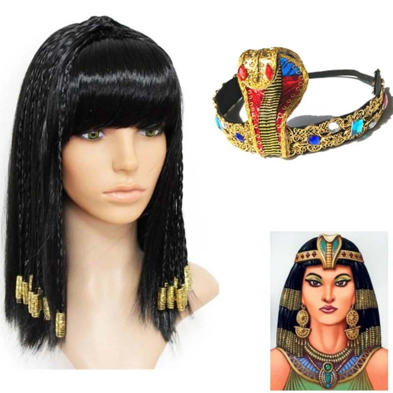 Halloween Party Egyptian Headband Teenager Adult Taking Photo Hairband with Snake Decors Gold Color Cleopatra Hair Hoop