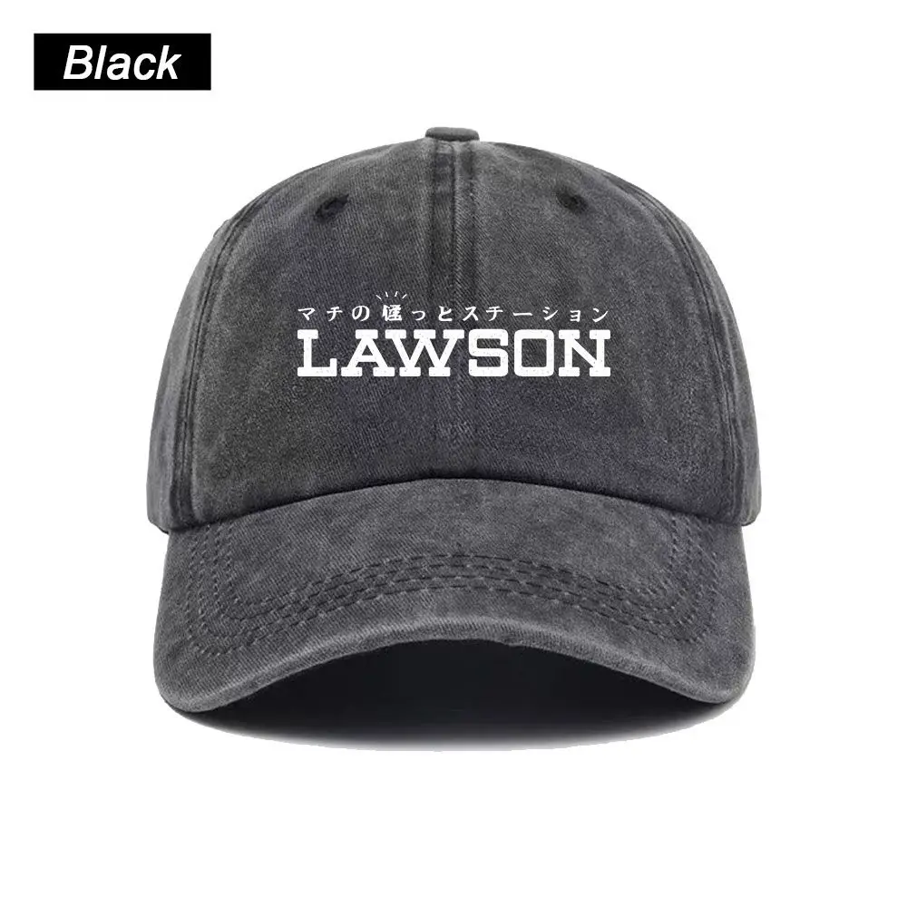 Vintage Washed Baseball Cap Lawson Convenience Store Japan Print Graphic Unisex Streetwear Casual Trucker Style Cotton Hat