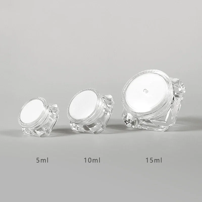 3G 5G 10G 15G Transparent Diamond Acrylic Cream Lady Pearl Eye Face Small Trial Pack Split Gift Box Sample Cosmetic Bottles