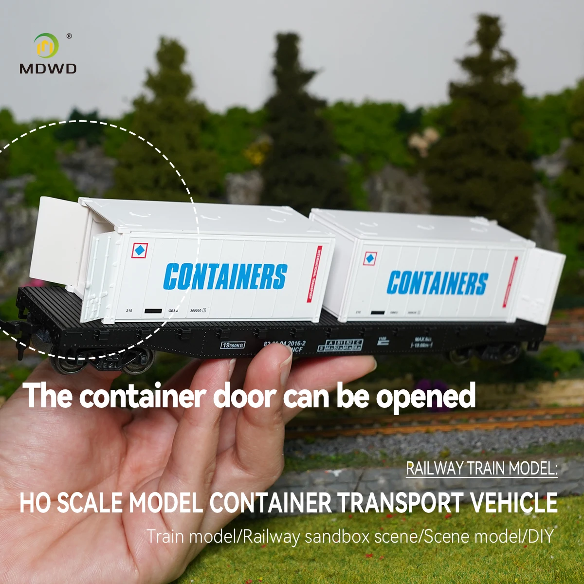 

1/87 Train Model HO, Metal Railway Train Model 51-foot Double Container Carrier 98240 Can open the door