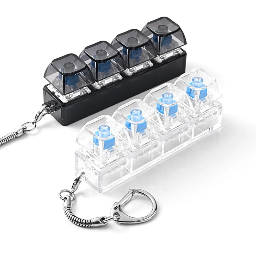 1pcs 4 Keys Mechanical Keyboard Tester LED Keyboard Key Toys Stress Relief DIY Fidget Button Keycap Fidget Keychain Toys