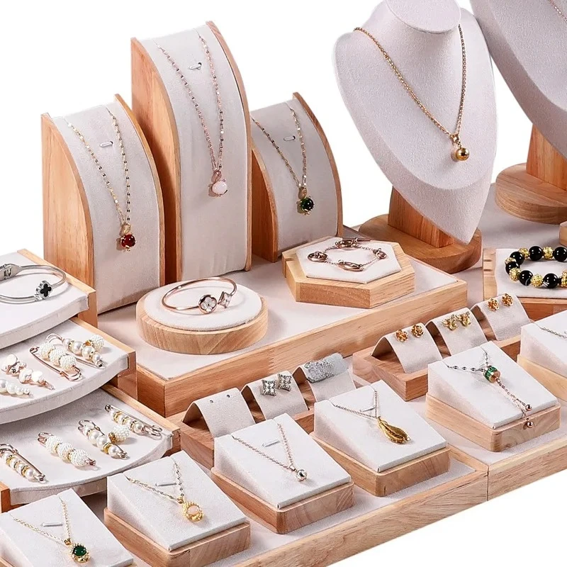 

Wooden High-end Jewelry Display Rack Ring Storage Tray Necklace Bracelet Display Props Jewelry Display Tools